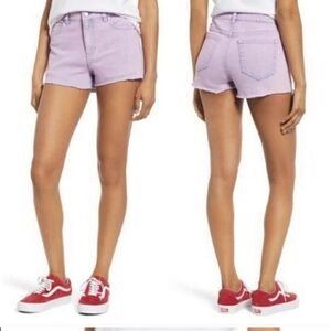Tinsel Acid Wash Purple Hi Rise Denim‎ Shorts